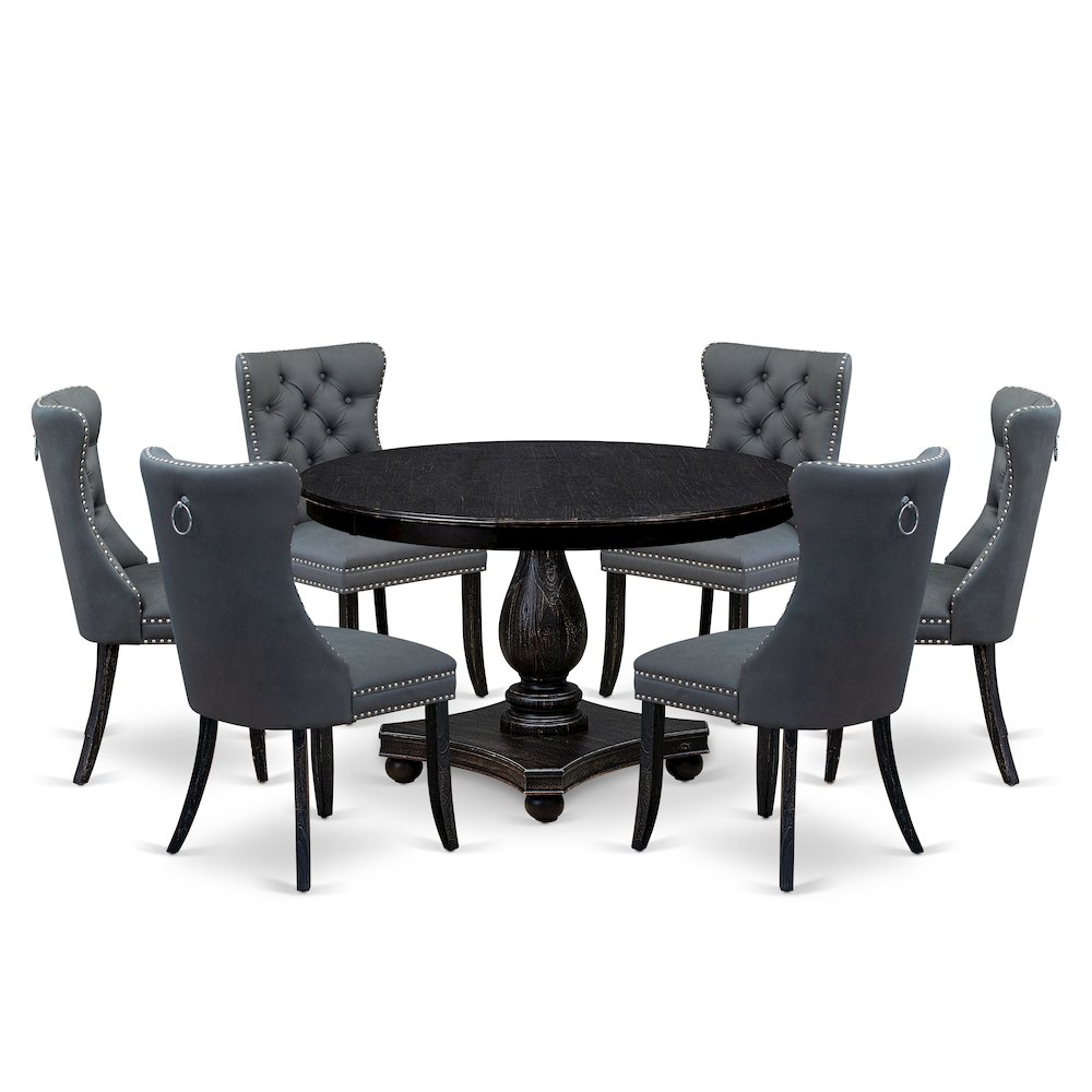 7-Piece Dining Table Set In Platinum Gray Color. Picture 1