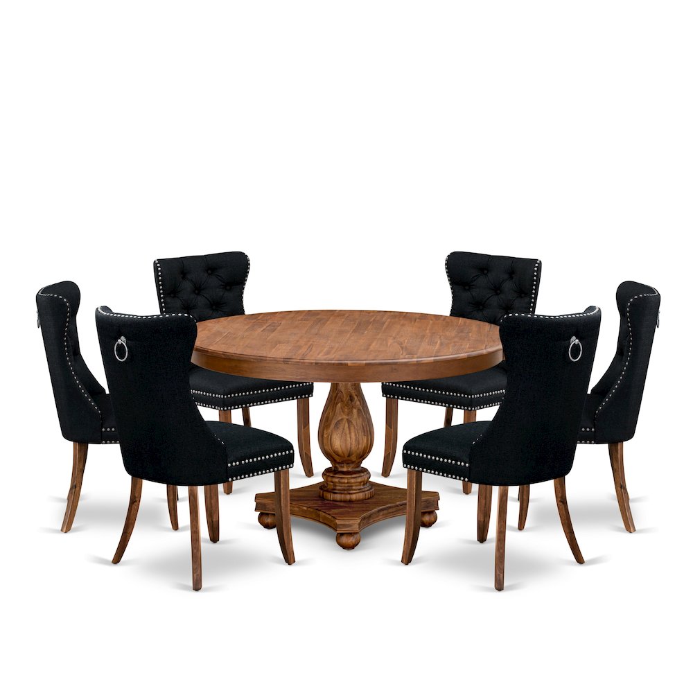 7-Piece Dining Set In Black Color. Picture 1
