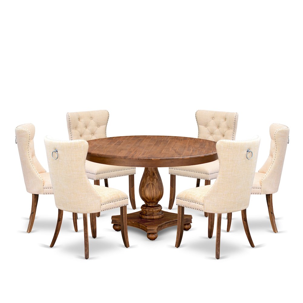 7-Piece Dining Table Set In Light Beige Color. Picture 1