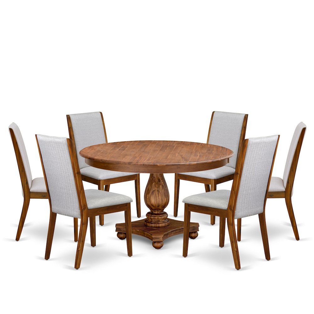 5-Pc Kitchen Dining Table Set A Wooden Dining Table, 4 Grey Fabric Dining Chairs. Picture 1