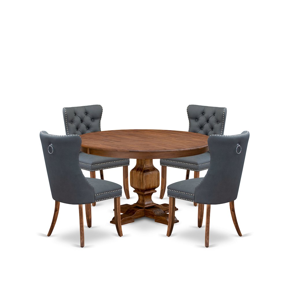 5-Piece Dining Table A Kitchen Table And 4 Platinum Gray Dining Room Chairs. Picture 1