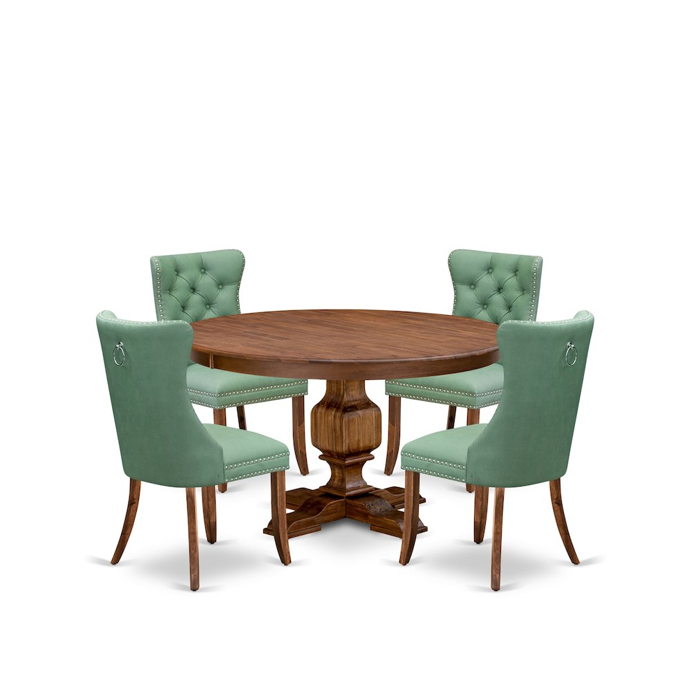 5-Piece Dining Table Set Of A Kitchen Table, 4 Willow Green Dining Room Chairs. Picture 1