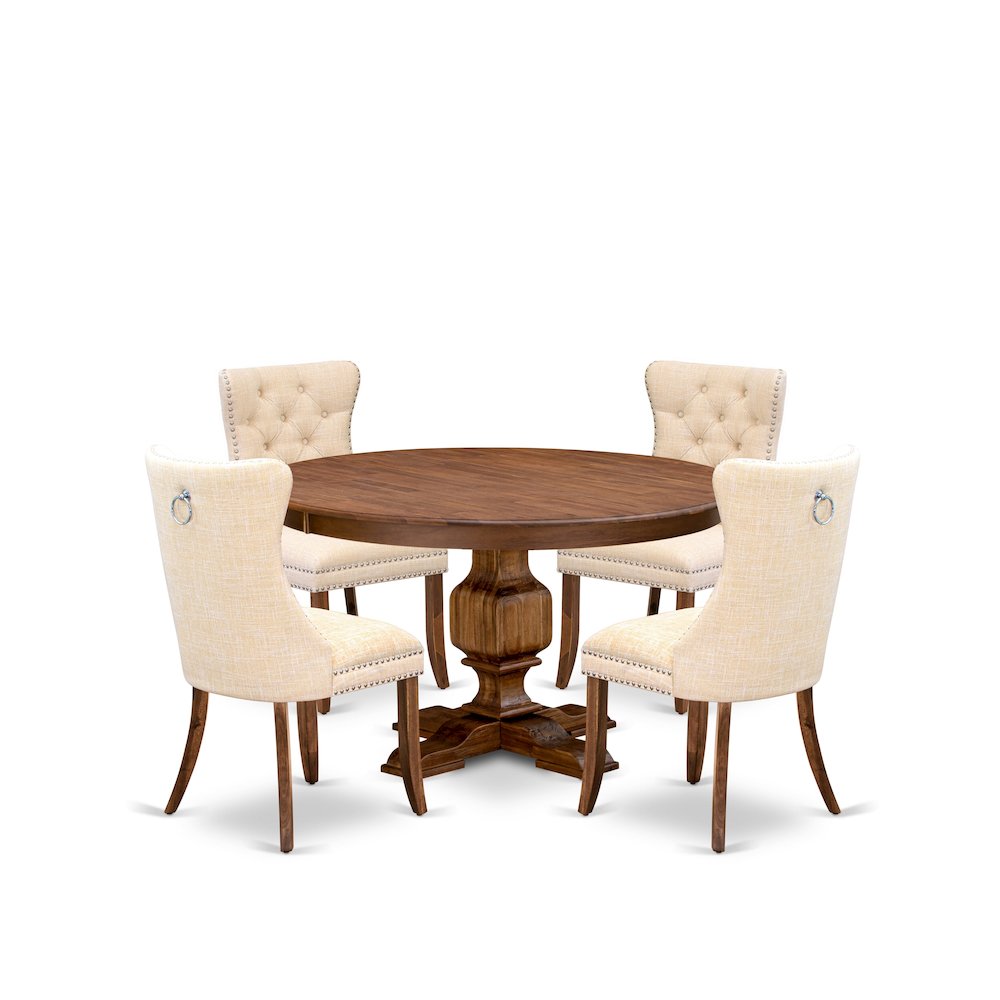 5-Piece Dining Room Set In Light Beige Color. Picture 1