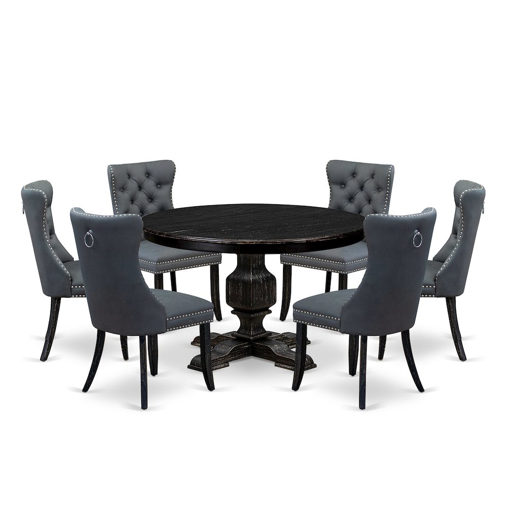 7-Piece Kitchen Table Set In Platinum Gray Color. Picture 1