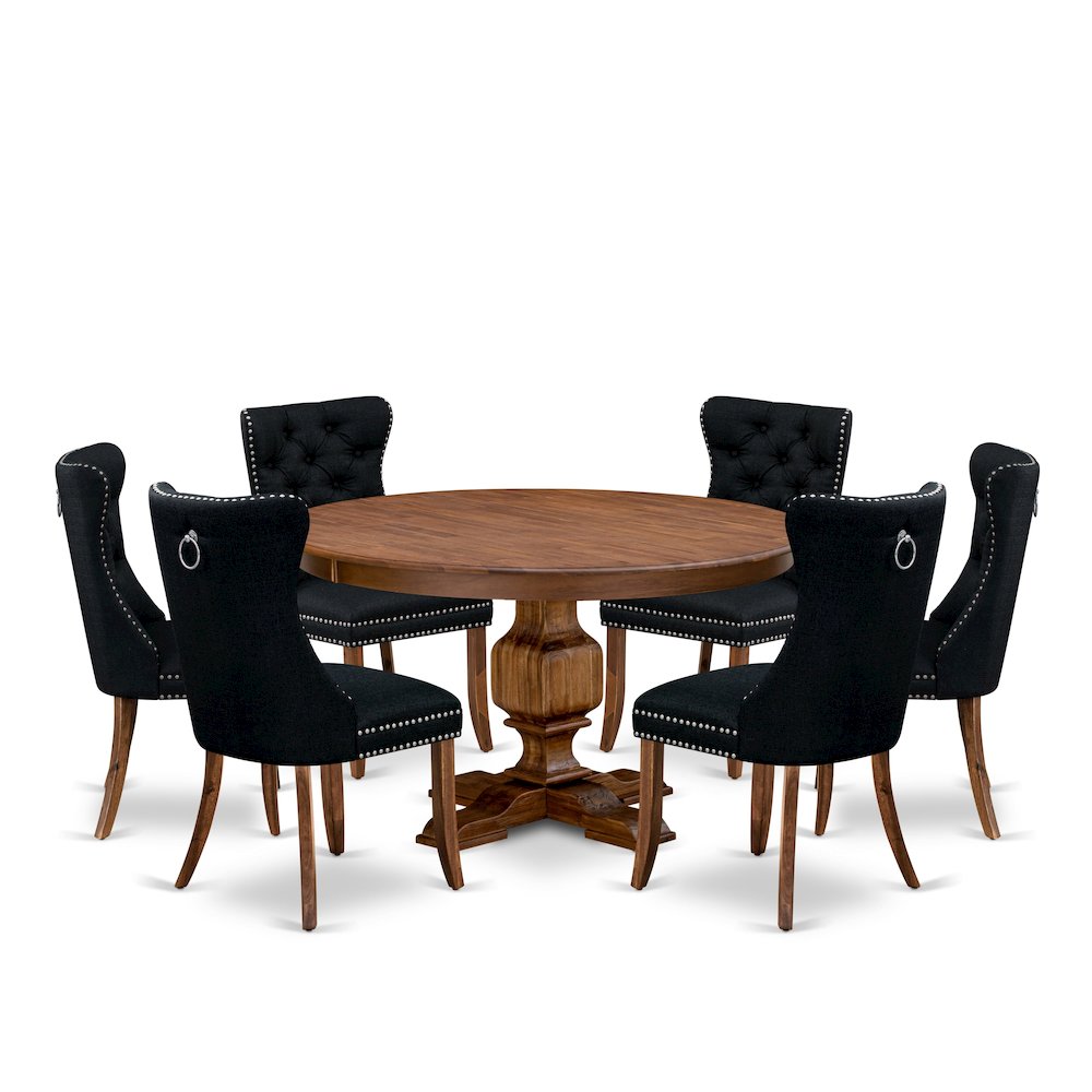 7-Piece Dining Table Set In Black Color. Picture 1