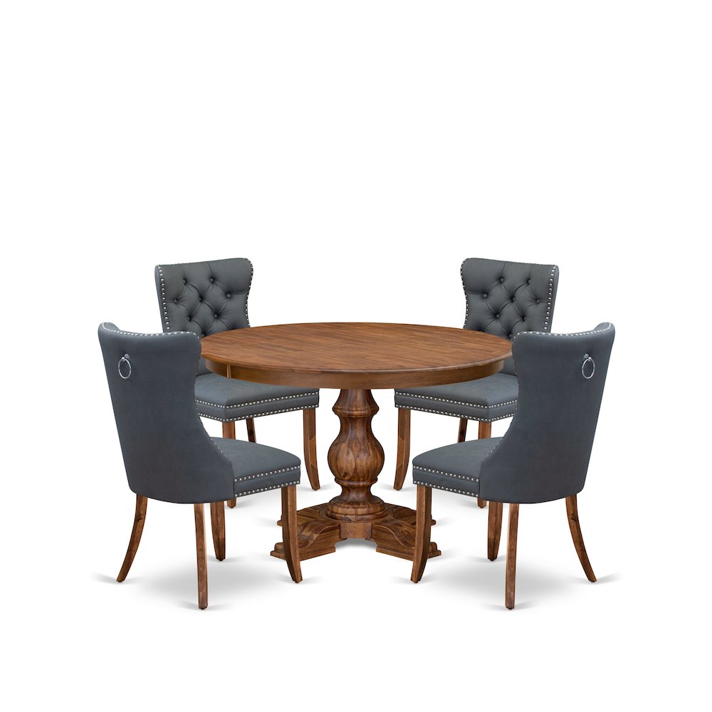 5-Piece Dining Table Set Of A Kitchen Table, 4 Platinum Gray Dining Chairs. Picture 1