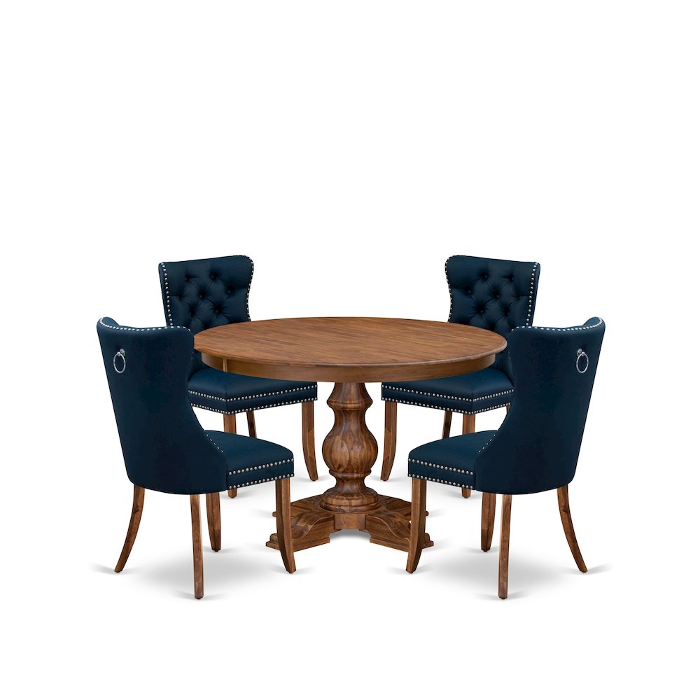 5-Piece Dining Table Set In Navy Blue Color. Picture 1