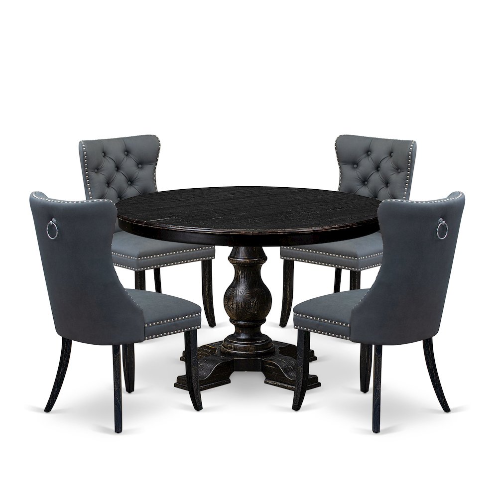 5-Piece Modern Dining Table Set In Platinum Gray Color. Picture 1