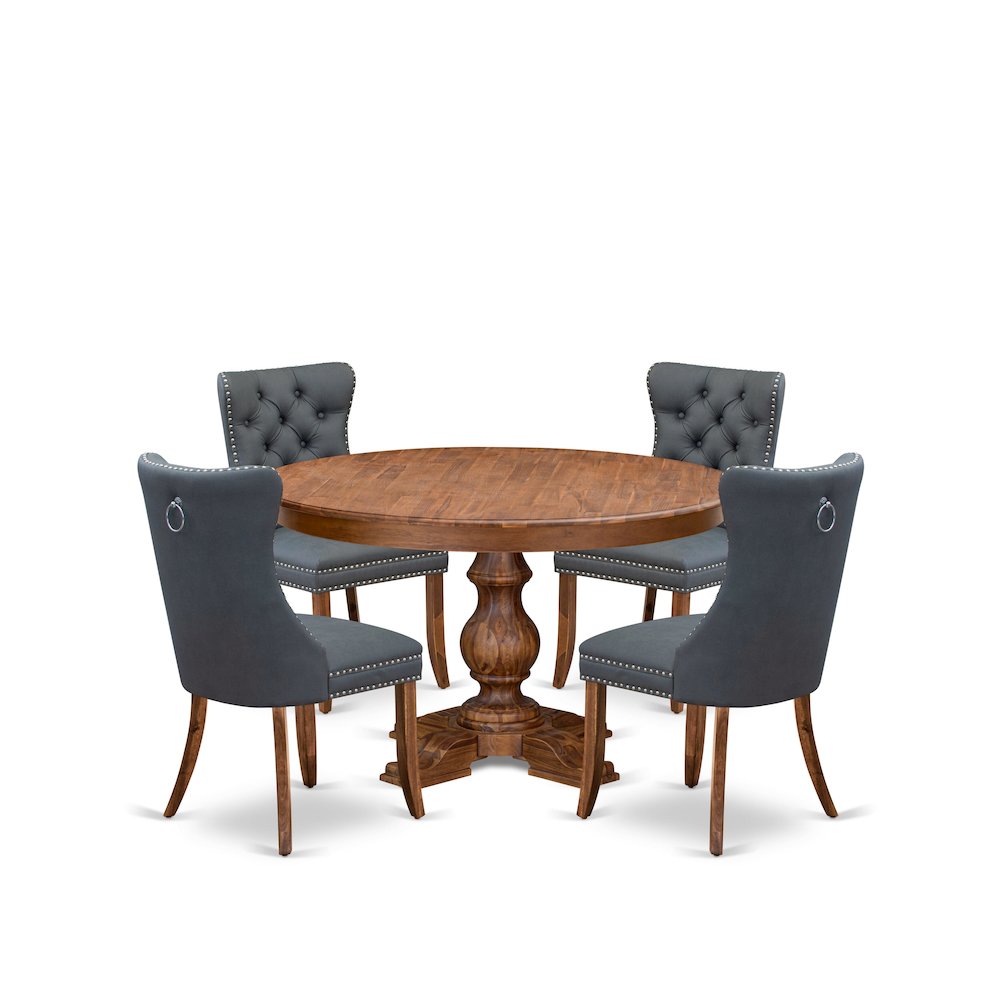 5-Piece Dining Table Set Of A Kitchen Table, 4 Platinum Gray Dining Chairs. Picture 1