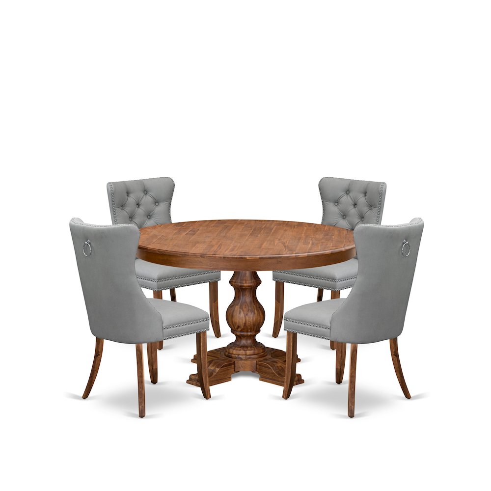 5-Pc Kitchen Dining Table Set Contain A Kitchen Table And 4 Light Gray Chairs. Picture 1