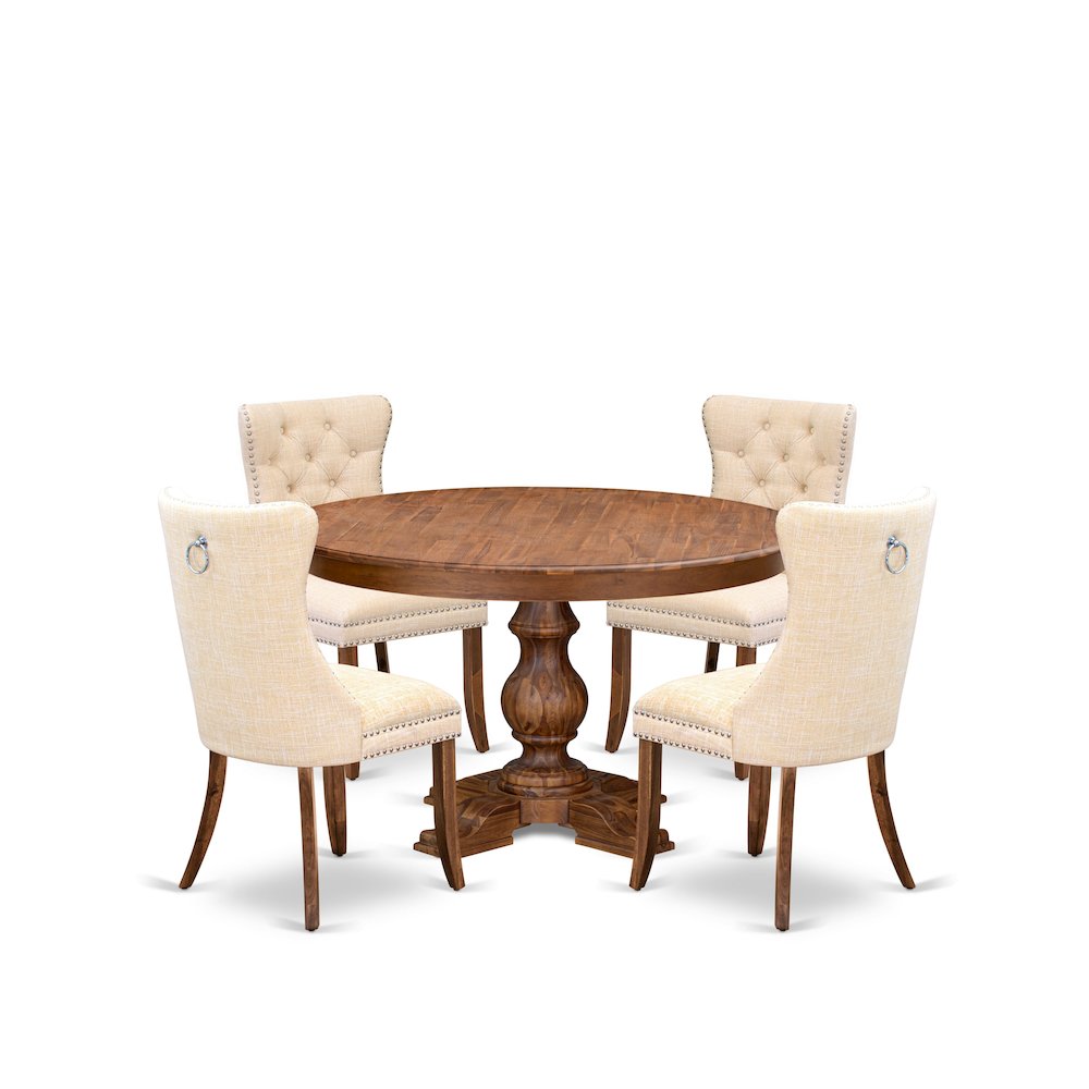 5-Piece Kitchen Table Set In Light Beige Color. Picture 1