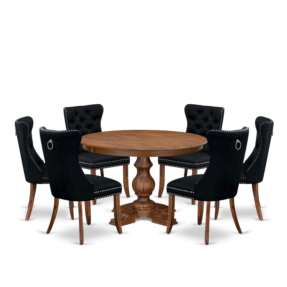 7-Piece Dining Table Set In Black Color. Picture 1