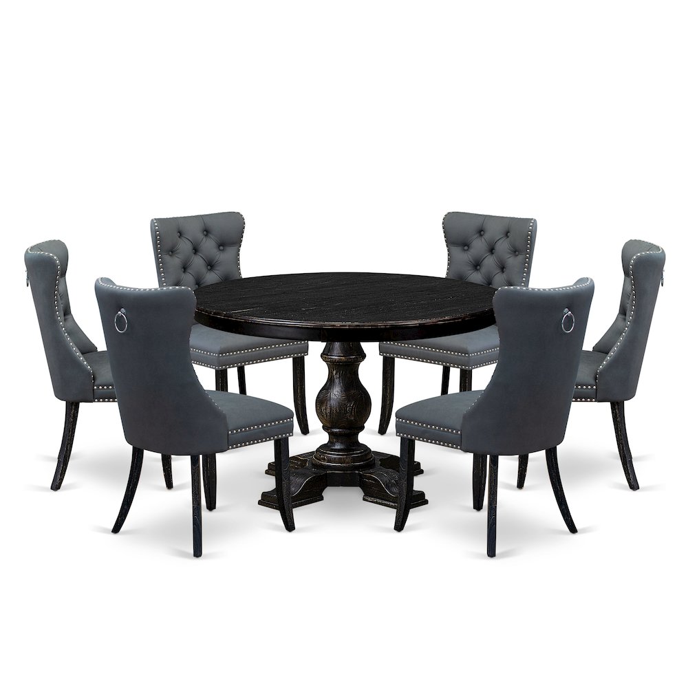 7-Piece Kitchen Table Set In Platinum Gray Color. Picture 1