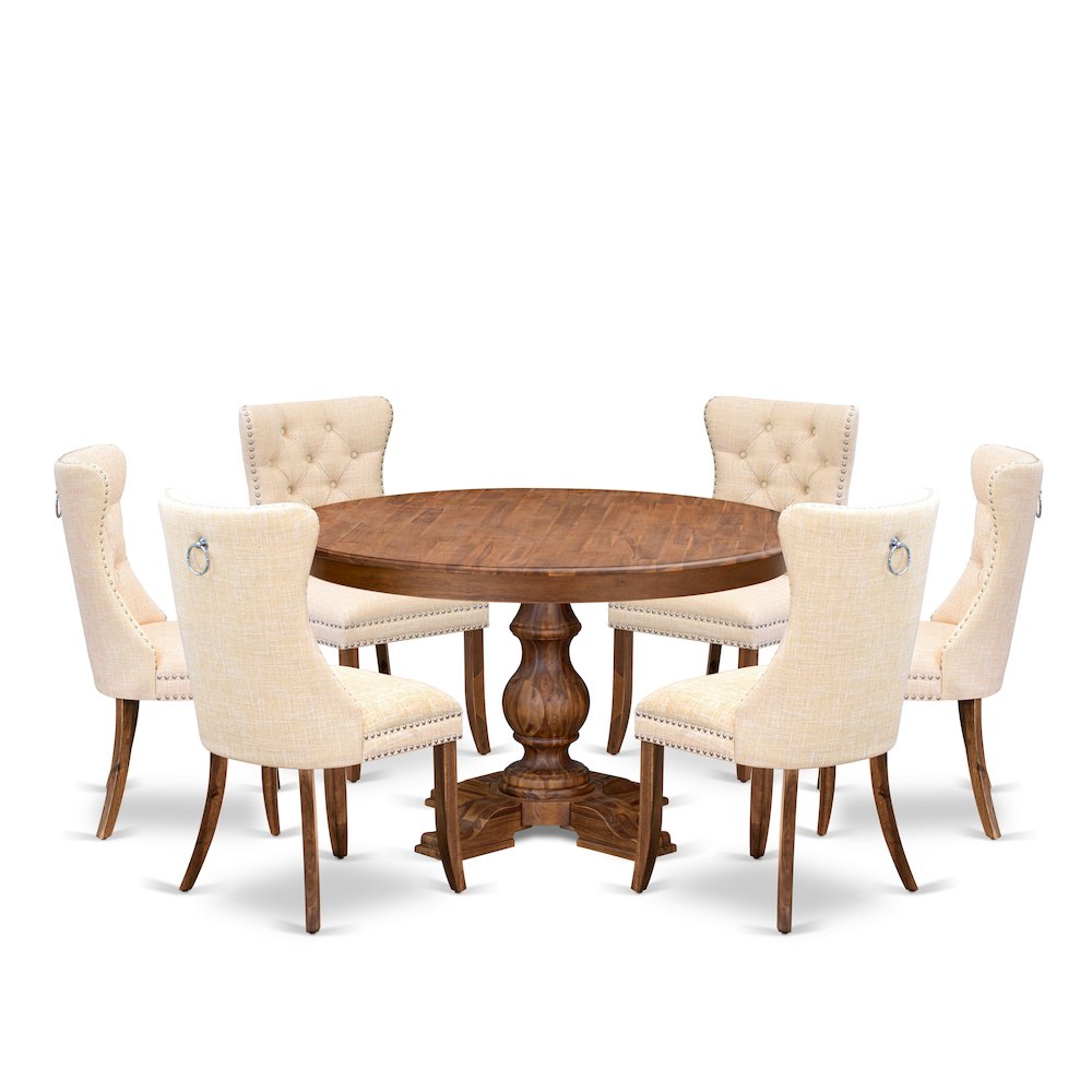 7-Piece Dining Set In Light Beige Color. Picture 1