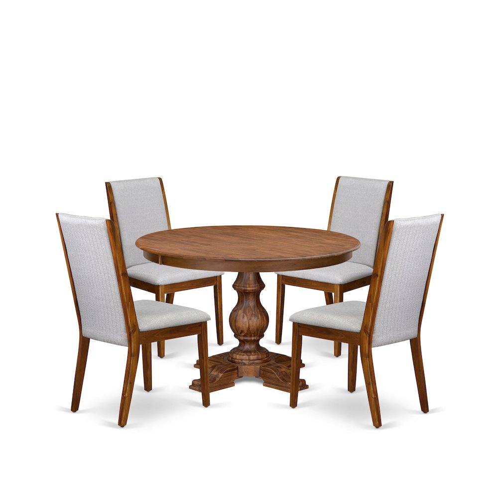 5-Piece Dining Table Set A Modern Dining Table, 4 Grey Fabric Upholstered Chairs. Picture 1