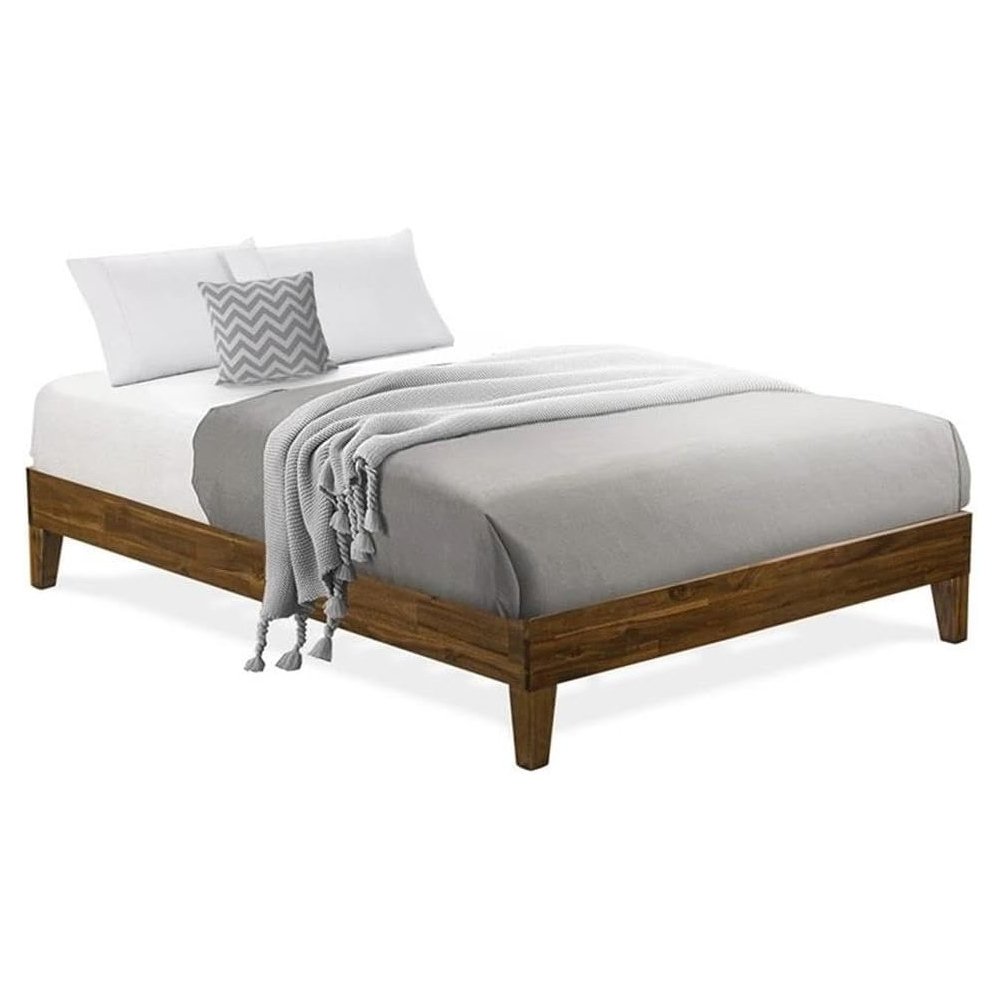 NVP-22-F Full Size Bed Frame with 4 Hardwood Legs and 2 Extra Center Legs - Walnut Finish. Picture 1