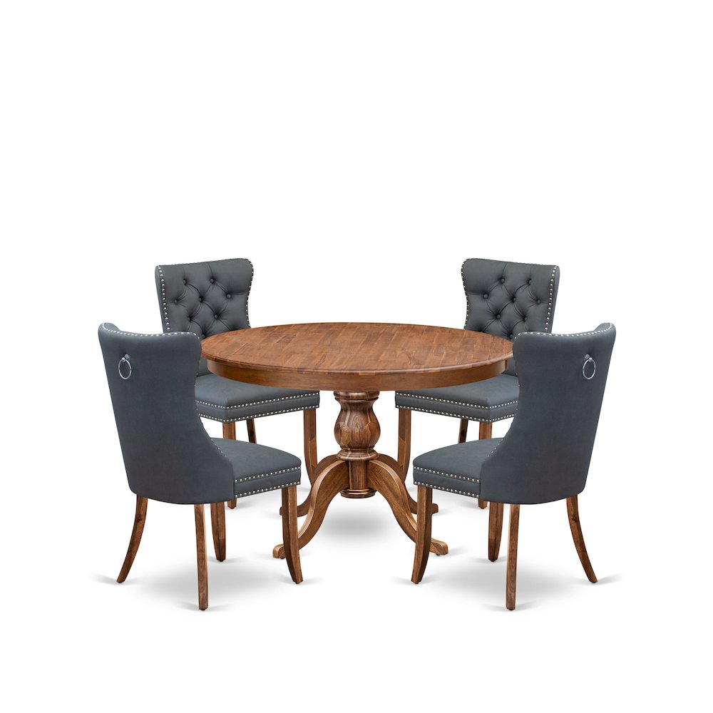5-Piece Dining Table Set Of A Kitchen Table, 4 Platinum Gray Kitchen Chairs. Picture 1