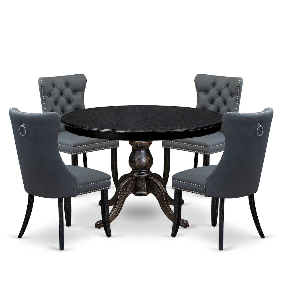 5-Piece Dining Table Set In Platinum Gray Color. Picture 1