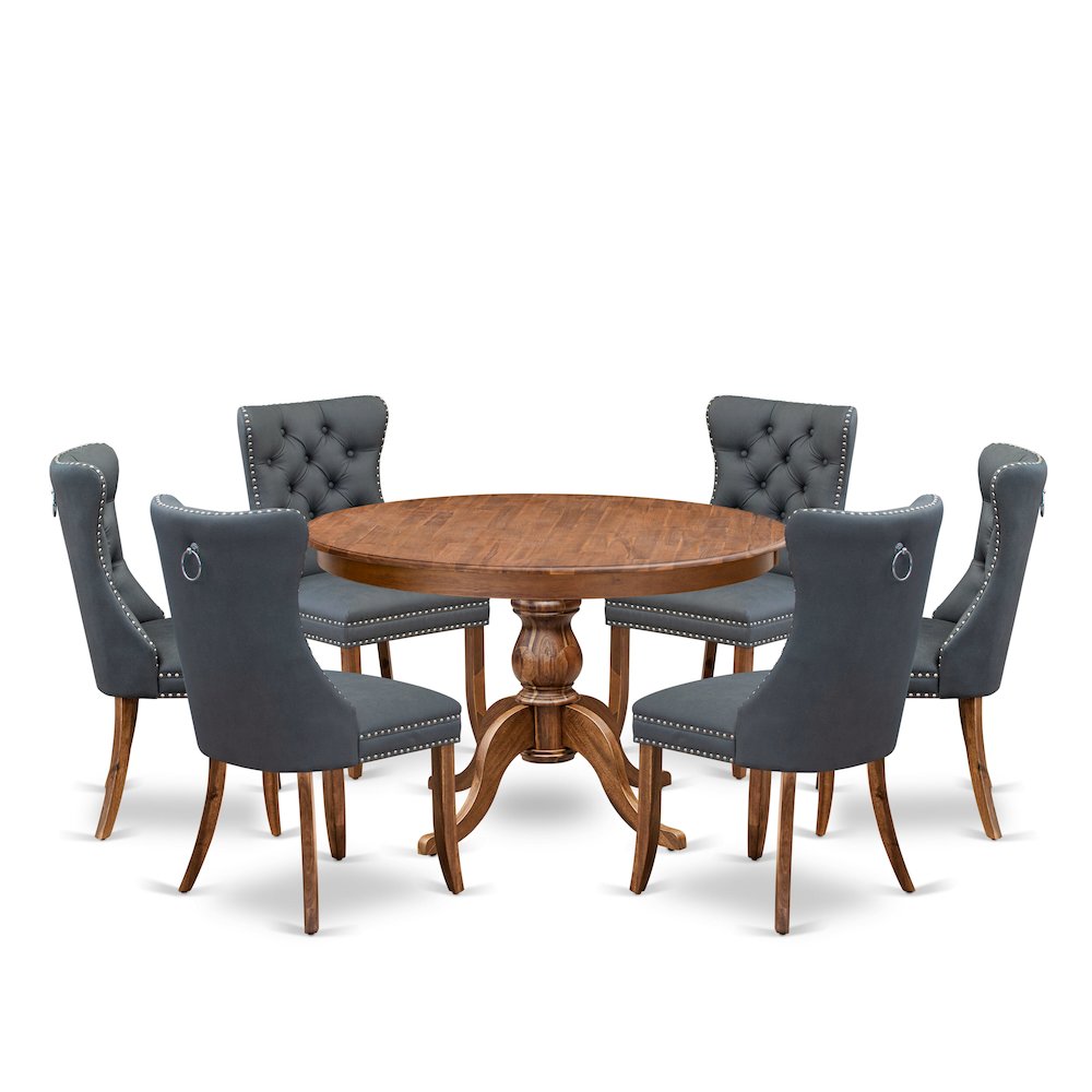 7-Piece Dining Table A Kitchen Table And 6 Platinum Gray Dining Room Chairs. Picture 1