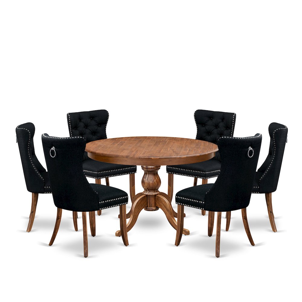 7-Piece Dining Set In Black Color. Picture 1
