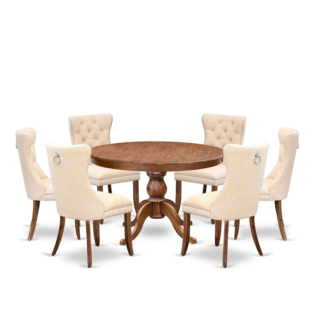 7-Piece Dining Room Set In Light Beige Color. Picture 1