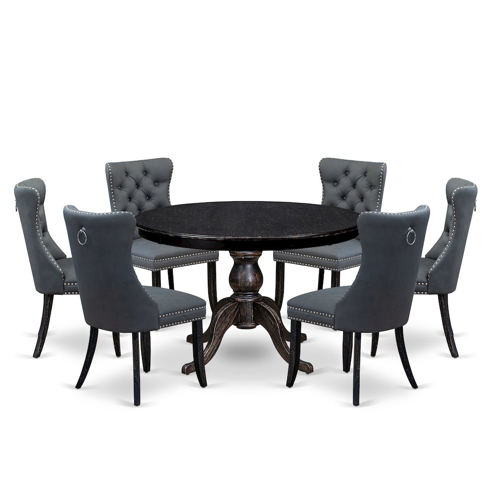 7-Piece Dining Room Set In Platinum Gray Color. Picture 1