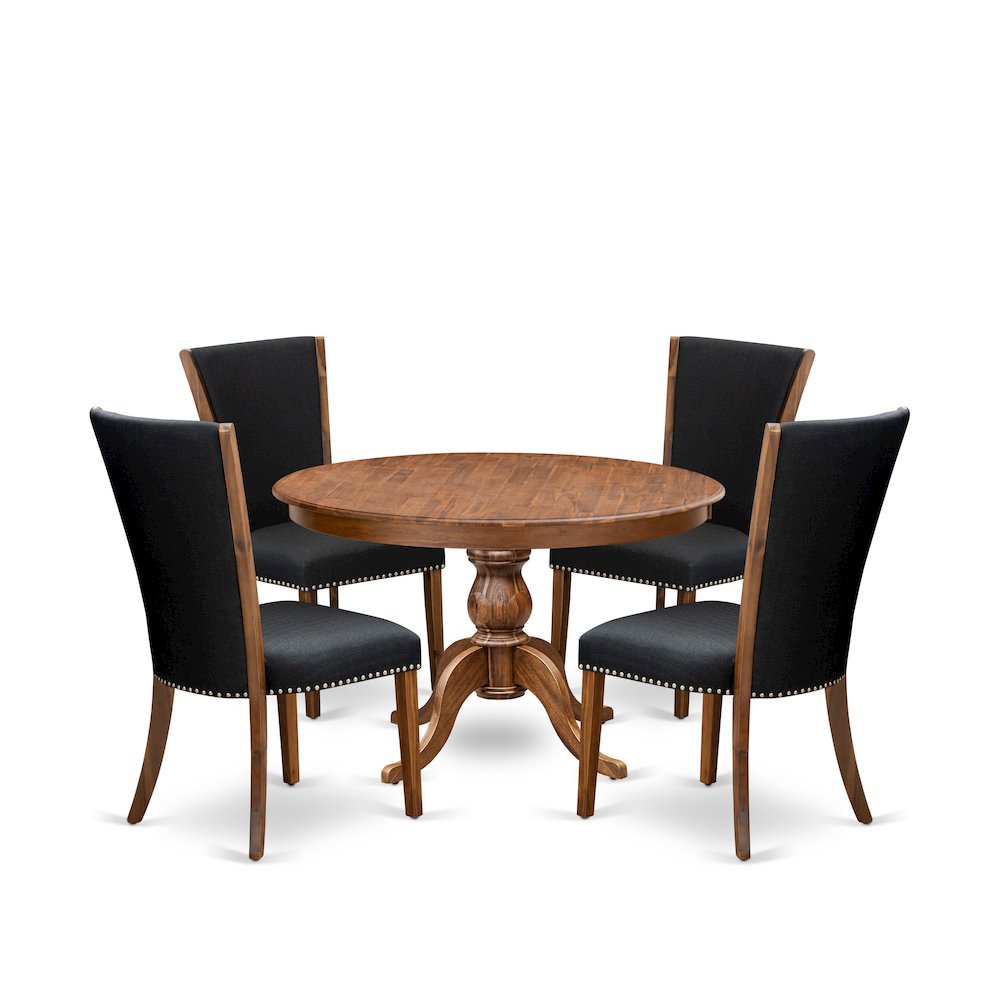 5 Piece Dinette Set For 4 Consists Of 48" Round Table In Black Color. Picture 1