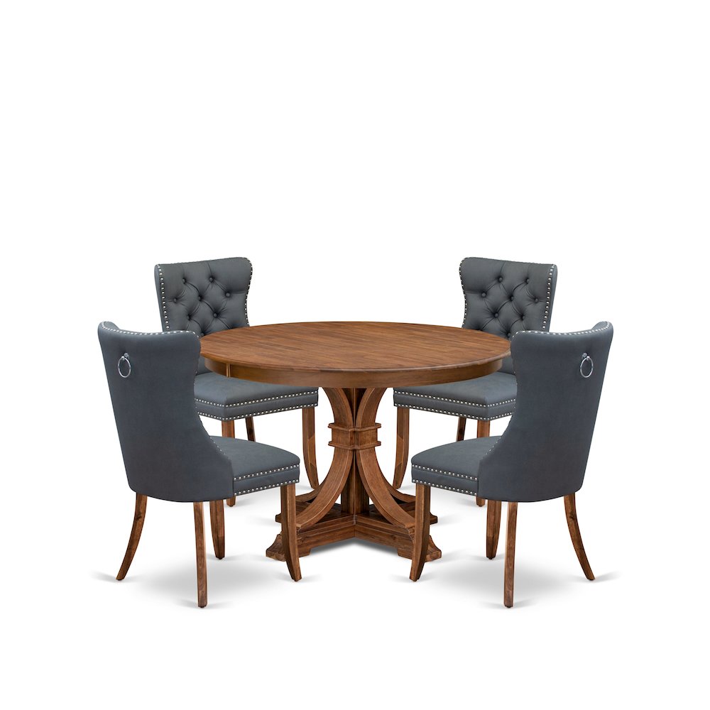 5-Piece Dining Table Set Of A Mid-Century Dining Table, 4 Platinum Gray Chairs. Picture 1