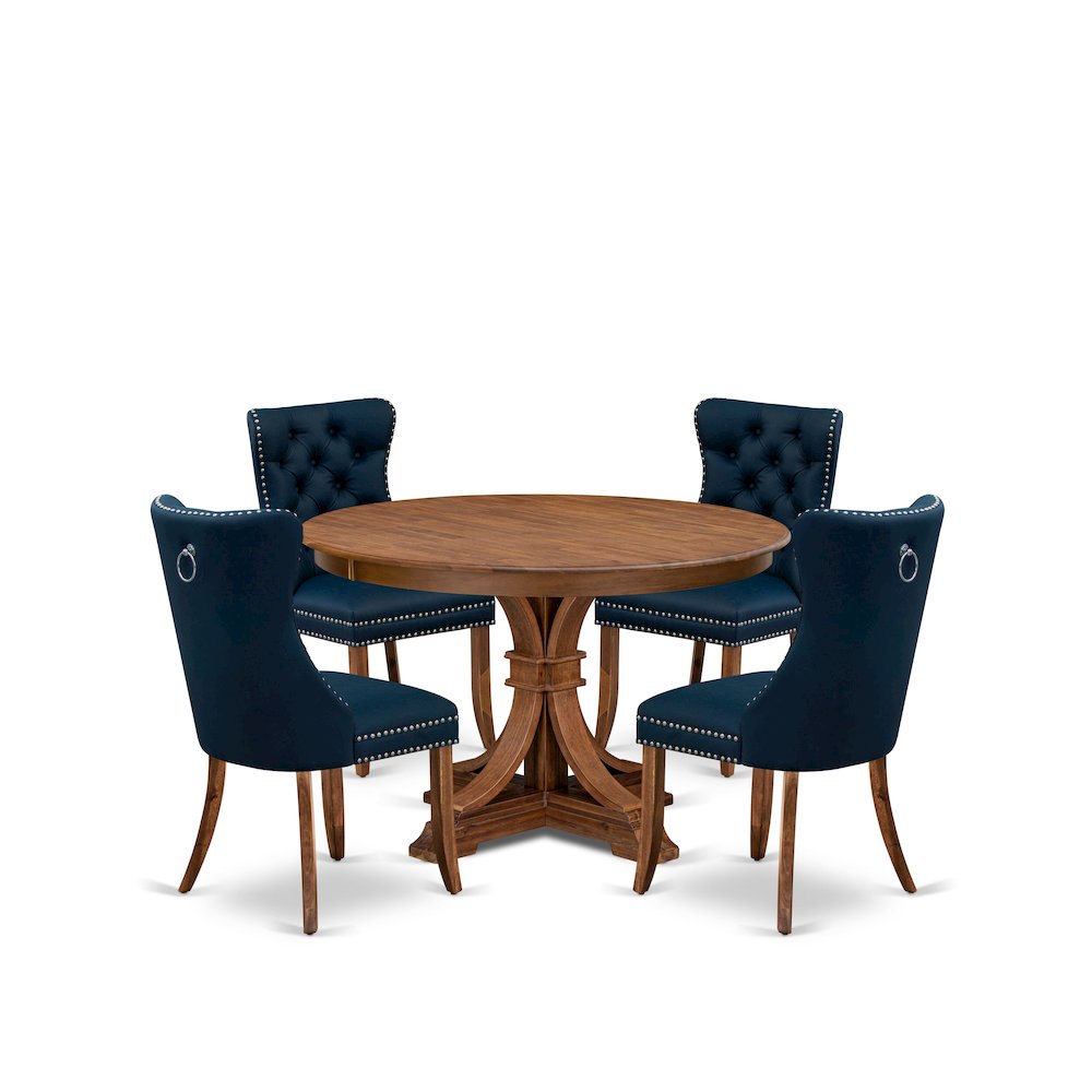 5-Piece Modern Dining Set In Navy Blue Color. Picture 1