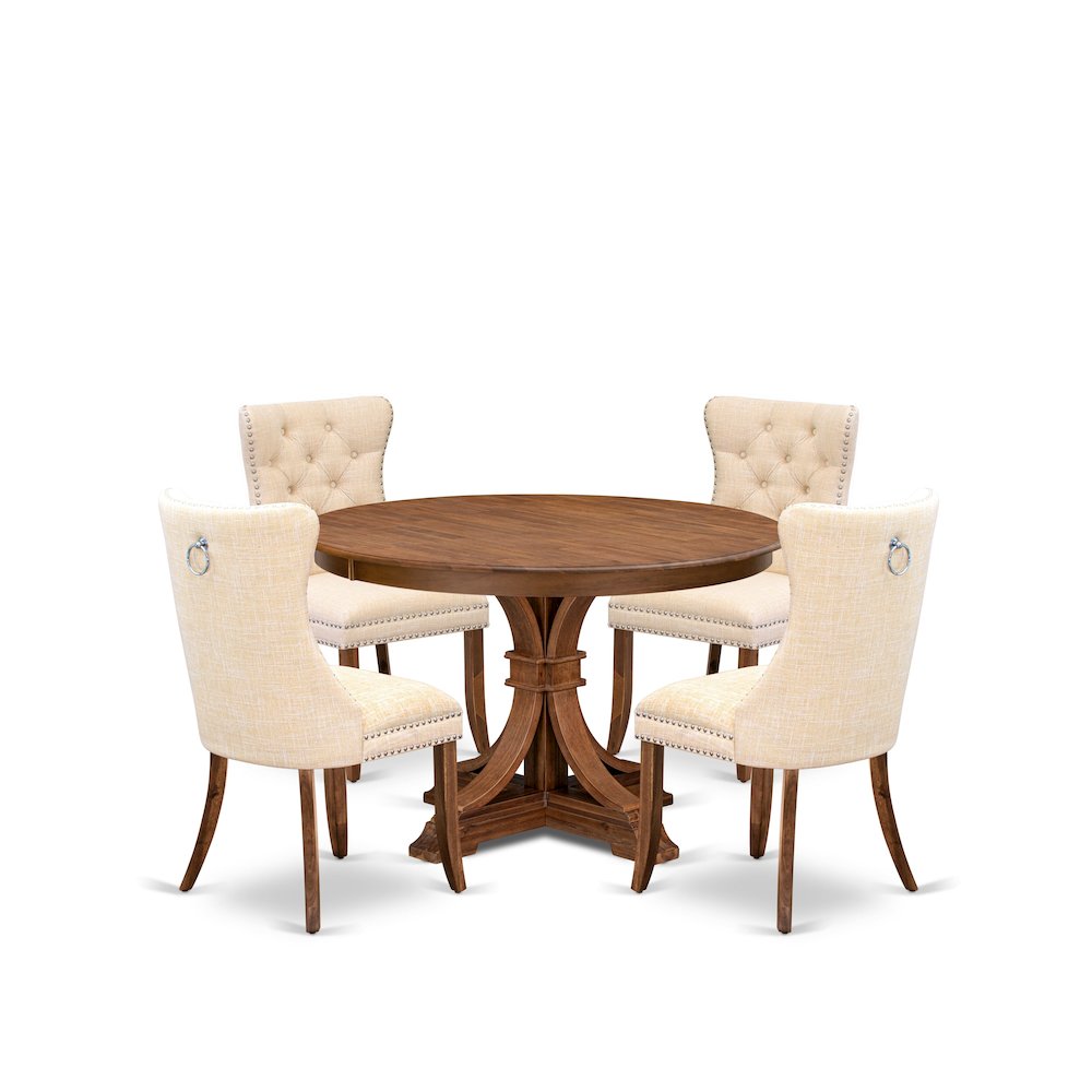 5-Piece Kitchen Table Set In Light Beige Color. Picture 1