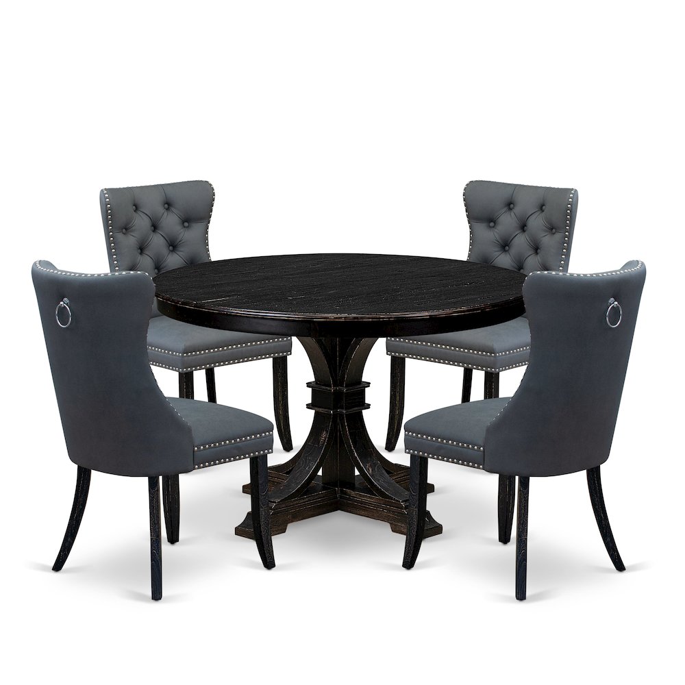 5-Piece Modern Dining Set In Platinum Gray Color. Picture 1