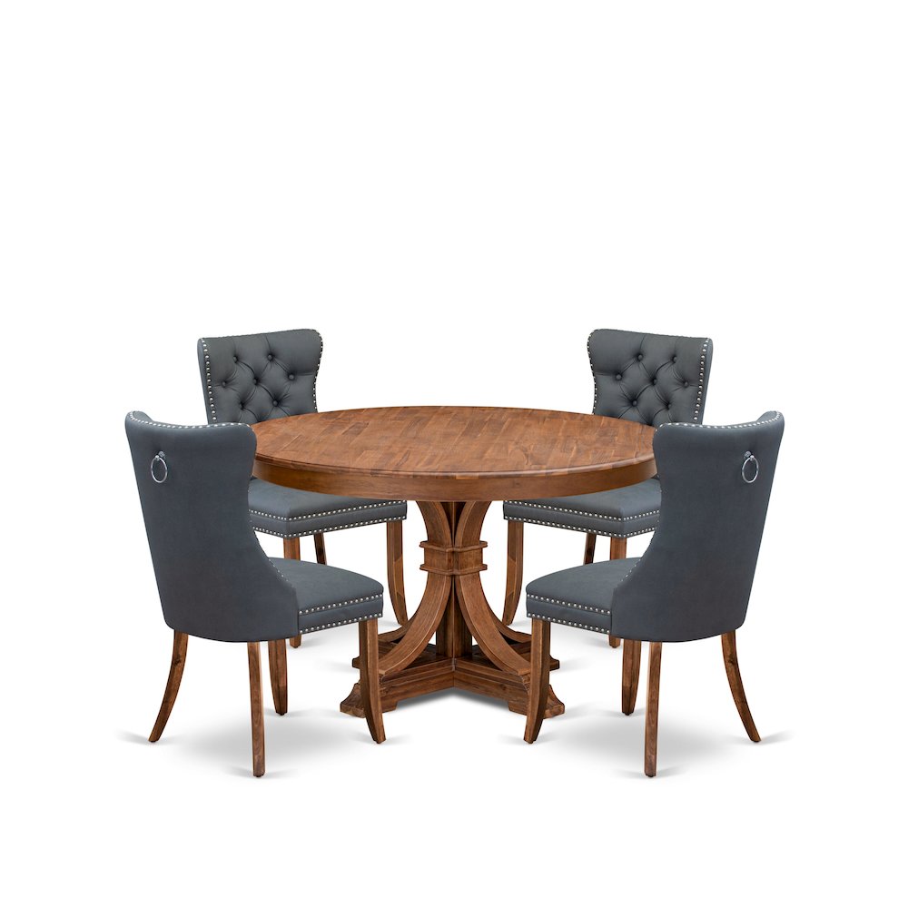 5-Piece Dining Table Set Of A Kitchen Table, 4 Platinum Gray Dining Room Chairs. Picture 1