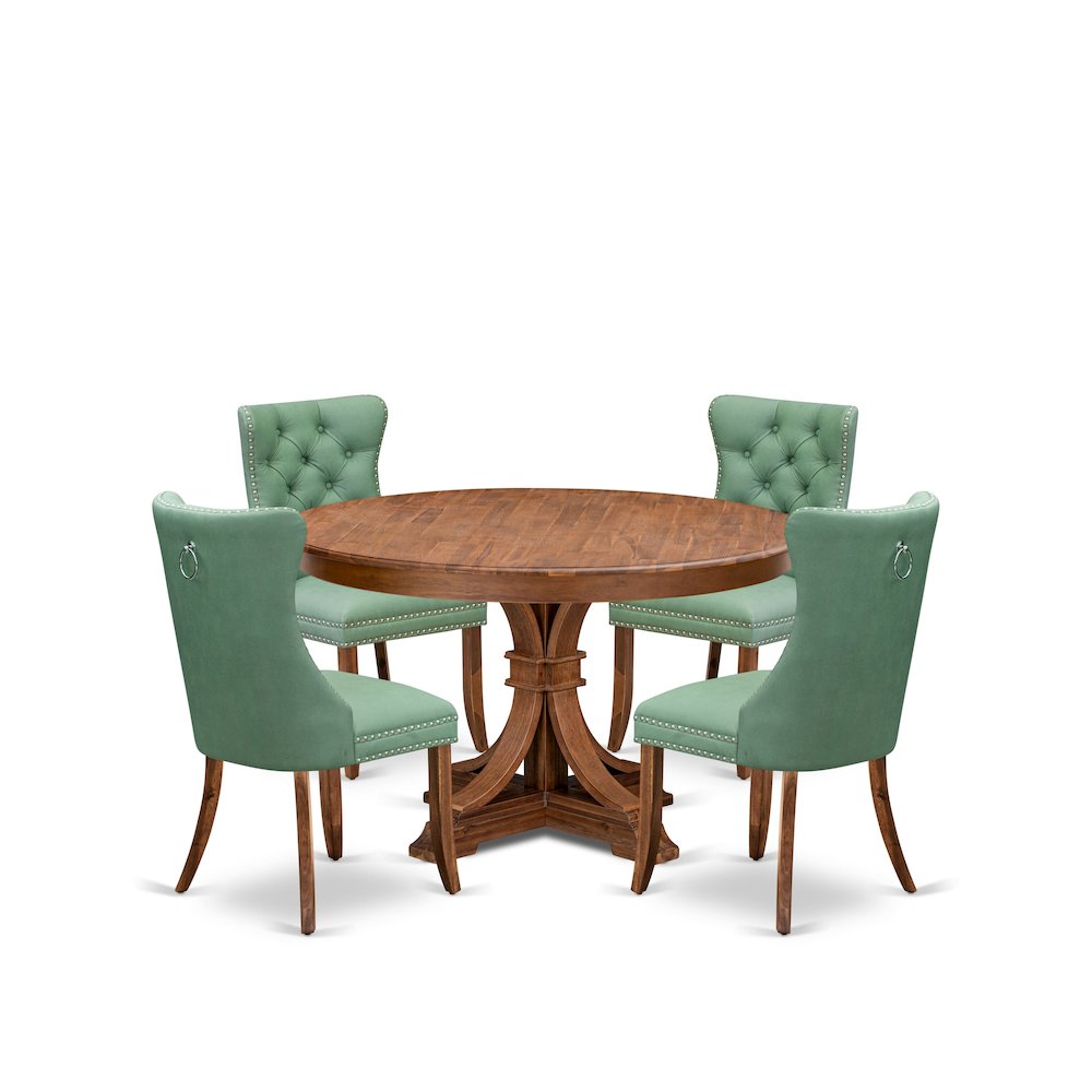 5-Pc Kitchen Table Set Consist A Kitchen Table And 4 Willow Green Parsons Chairs. Picture 1
