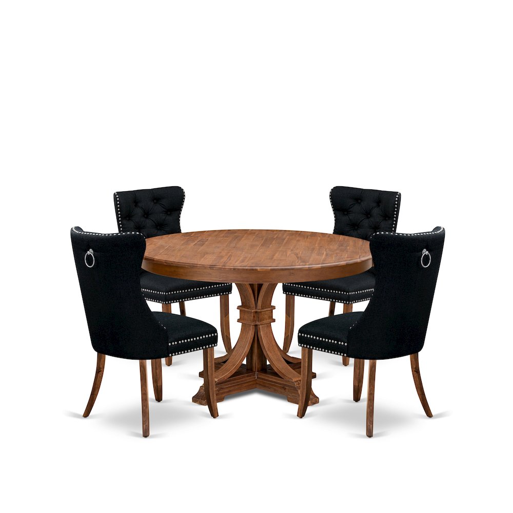 5-Piece Modern Dining Table Set In Black Color. Picture 1