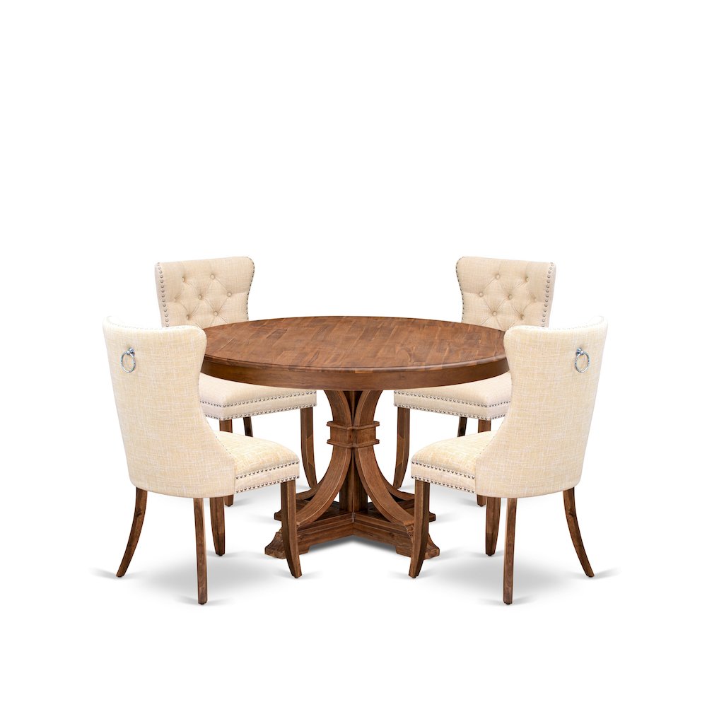 5-Piece Mid Century Kitchen Set In Light Beige Color. Picture 1