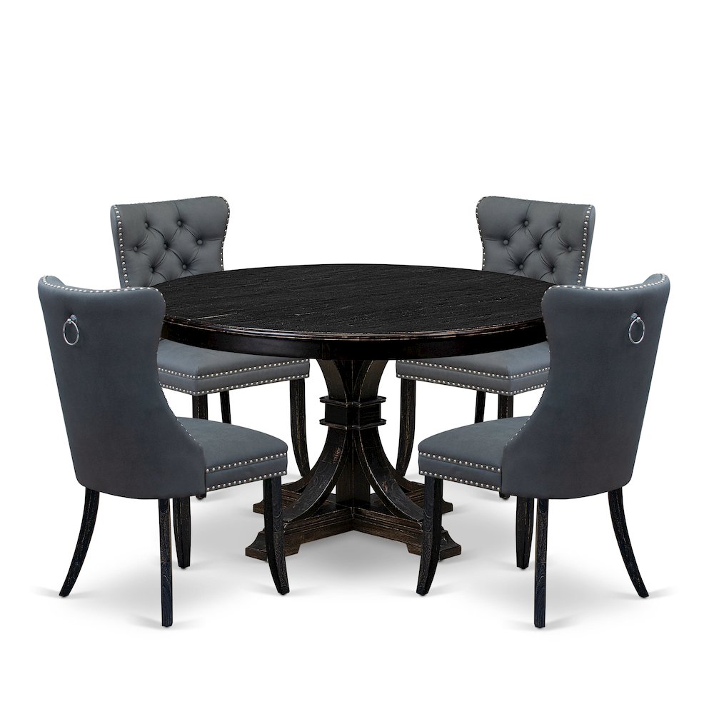 5-Piece Dining Room Set In Platinum Gray Color. Picture 1