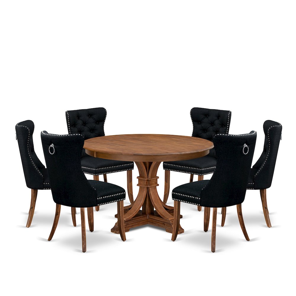 7-Piece Kitchen Table Set In Black Color. Picture 1