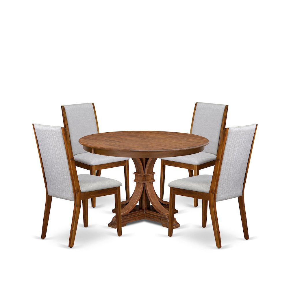 5-Piece Kitchen Table Set Of A Wooden Dining Table, 4 Grey Kitchen Chairs. Picture 1