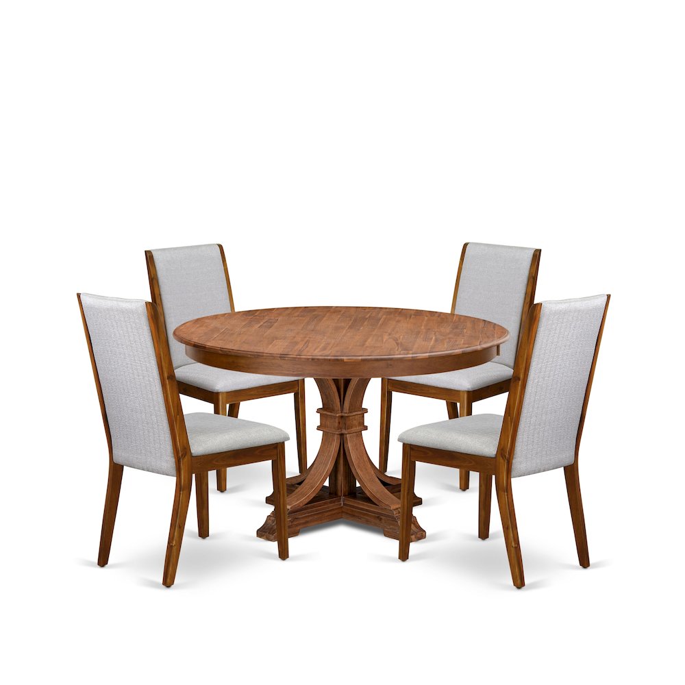 5-Piece Modern Dining Table Set A Dining Table, 4 Grey Fabric Modern Chairs. Picture 1