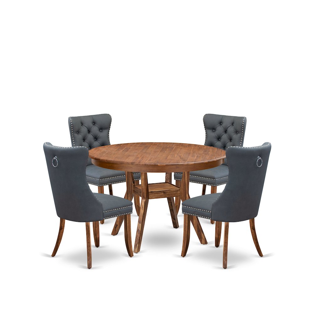 5-Piece Kitchen Table Set Of A Dining Table, 4 Platinum Gray Dining Room Chairs. Picture 1