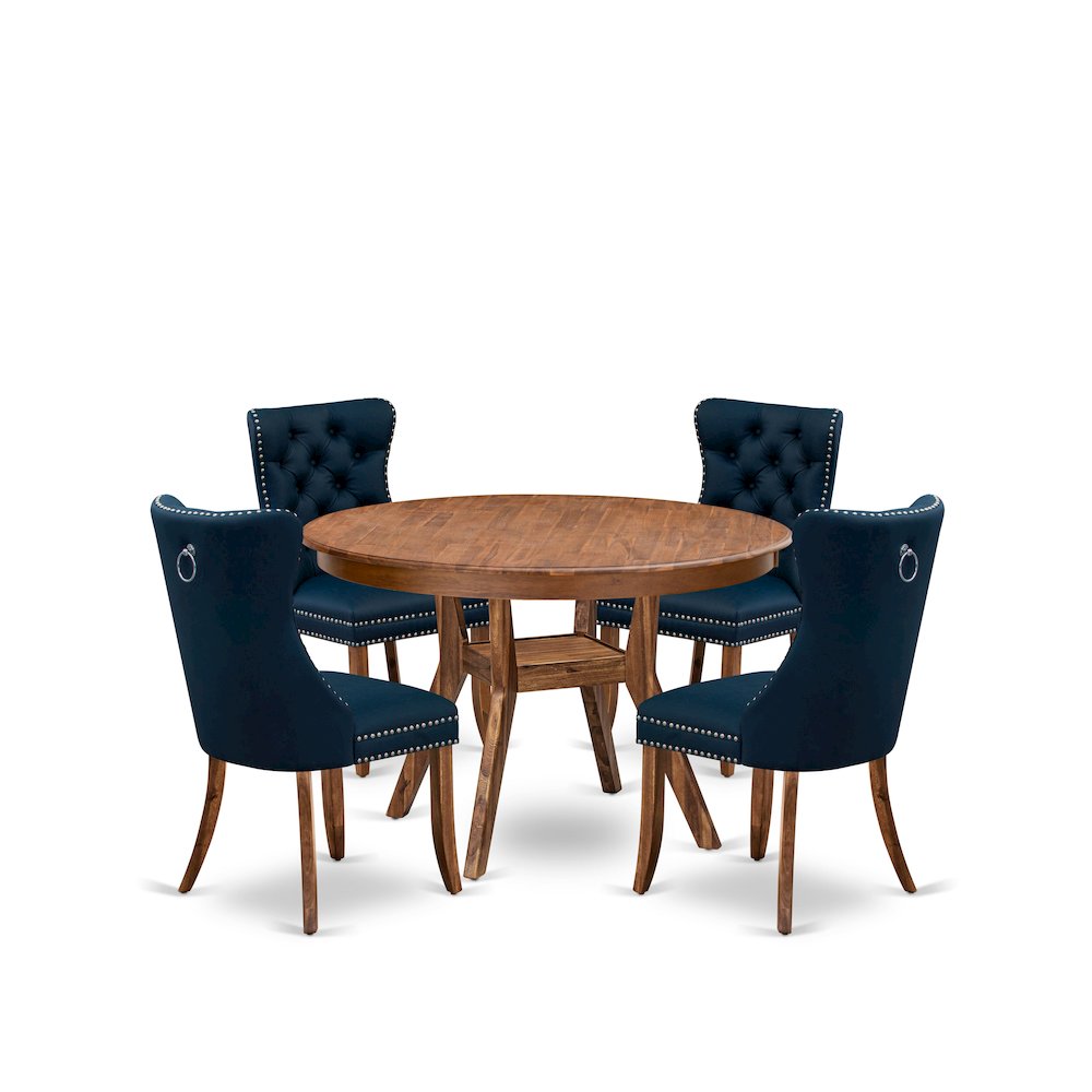 5-Piece Dining Room Set In Navy Blue Color. Picture 1