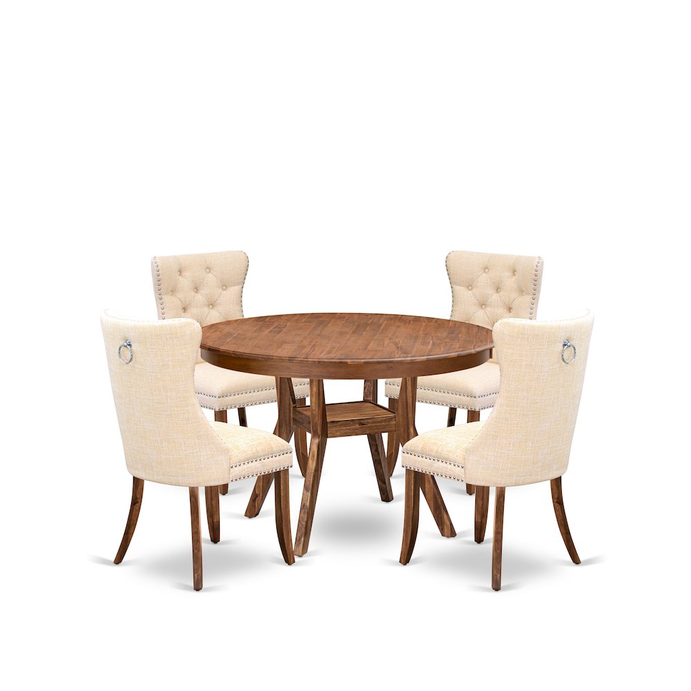 5-Piece Dining Table Set In Light Beige Color. Picture 1