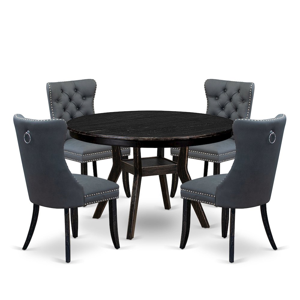 5-Piece Mid Century Kitchen Set In Platinum Gray Color. Picture 1