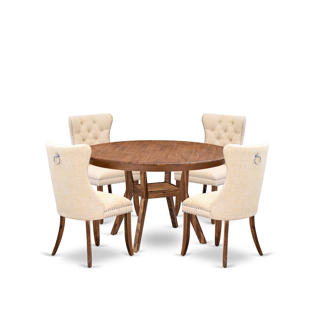 5-Piece Dining Table Set In Light Beige Color. Picture 1
