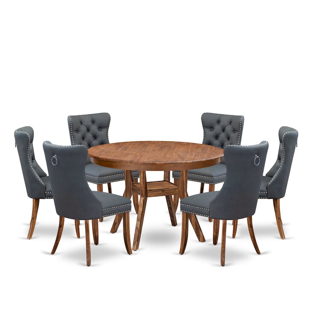 7-Piece Modern Dining Table A Dining Table And 6 Platinum Gray Dining Chairs. Picture 1