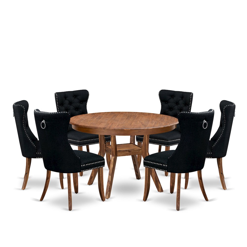 7-Piece Kitchen Table Set In Black Color. Picture 1