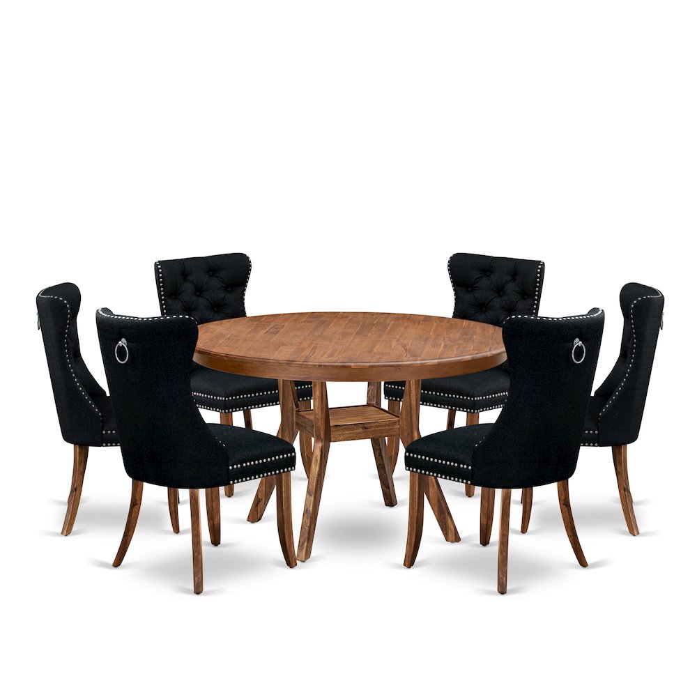 7-Piece Mid Century Kitchen Set In Black Color. Picture 1