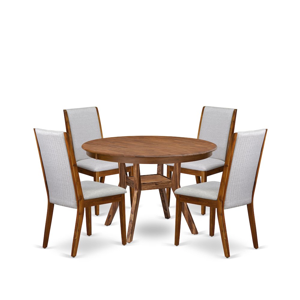 5-Piece Dining Table Set A Modern Kitchen Table, 4 Grey Upholstered Chairs. Picture 1