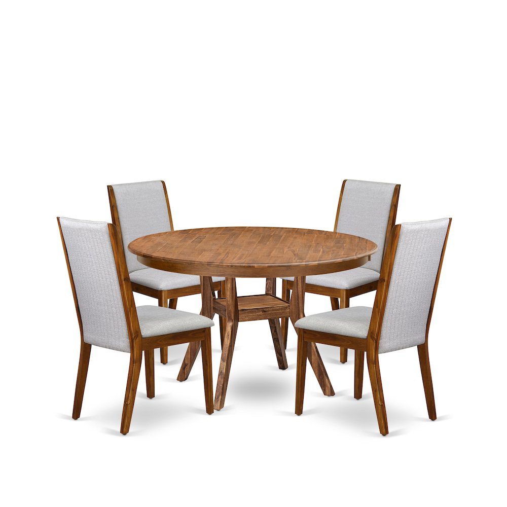 5-Piece Mid Century Dining Set Consist Of A Dining Table, 4 Grey Chair. Picture 1