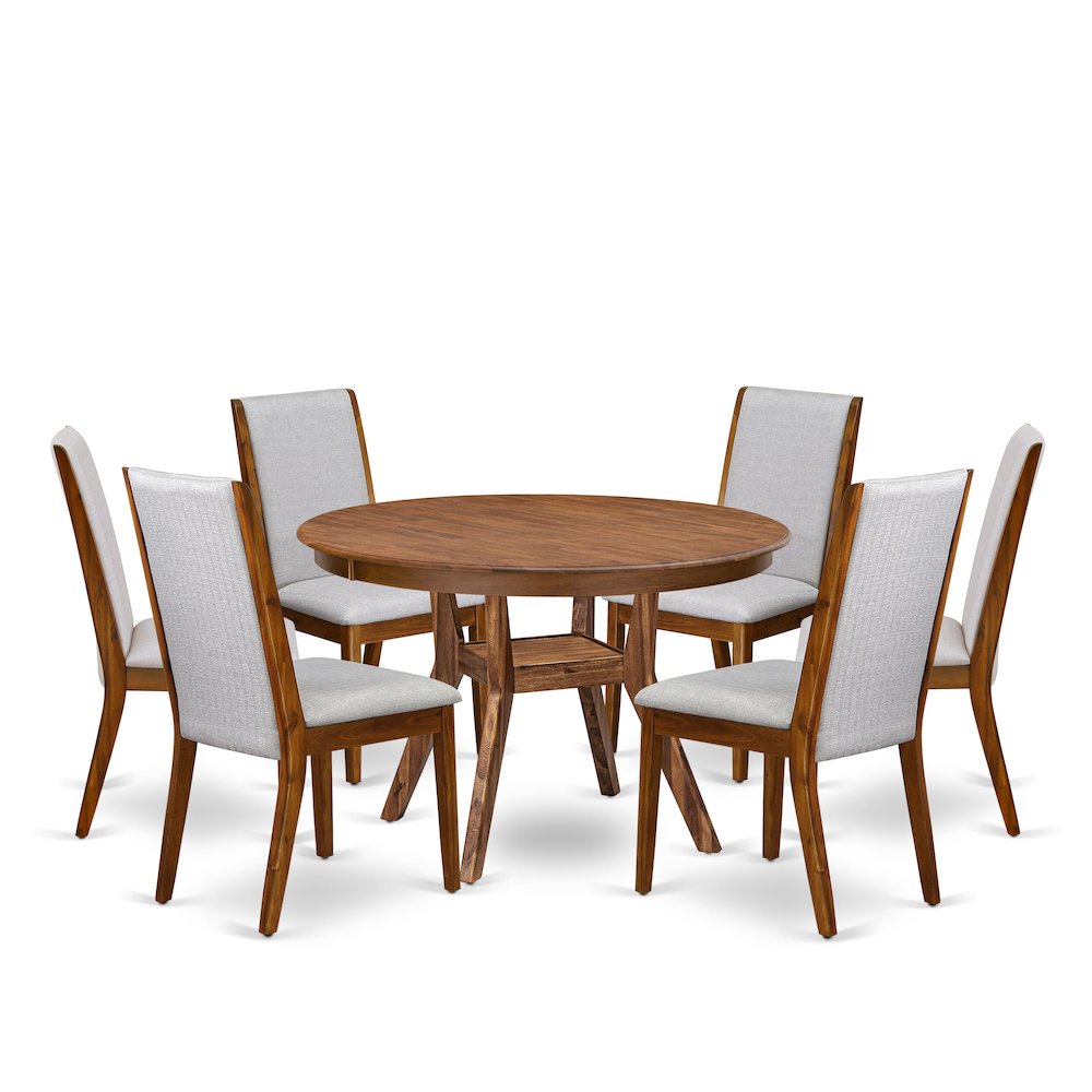 7-Piece Modern Dining Set Consist Of A Modern Table, 6 Grey Modern Dining Chair. Picture 1